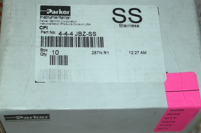 New parker stainless steel t fitting 4-4-4JBZ-ss 10@ 