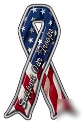 Support our troops ribbon decal american flag 6