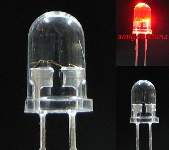 50X 5MM red flash led bulb light alarm free resistors