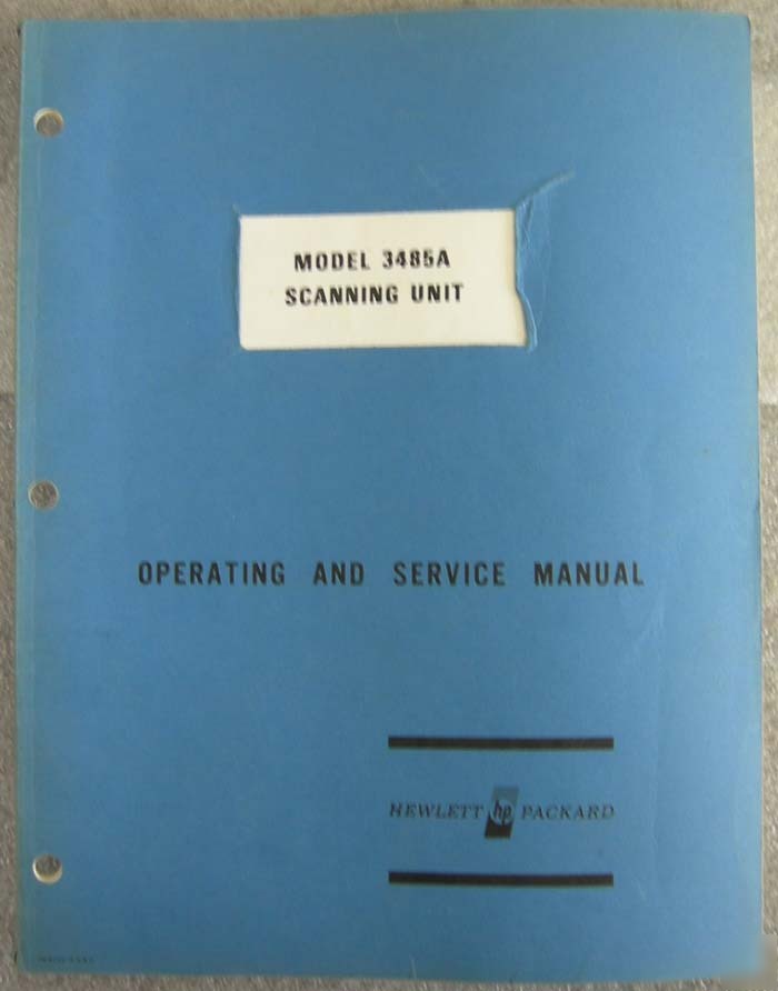 Hp 3485A scanning unit manual