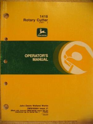 John deere 1418 rotary cutter operator manual