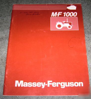Massey ferguson mf 1000 tractor product info manual