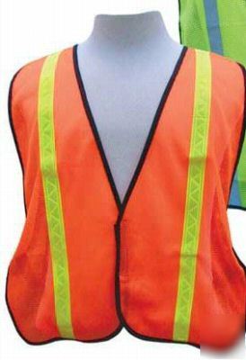 Orange safety vest with reflective stripes, lot of 50