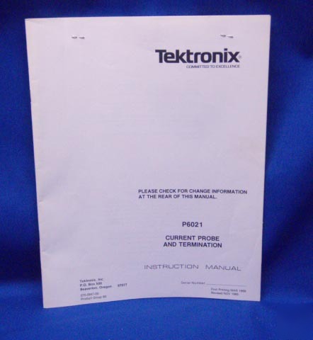 Tektronix P6021 current probe & termination manual