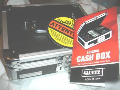 Vaultz- locking combination cash box * black leather 