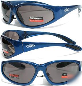 Hercules safety glasses blue frame sunglasses smoked