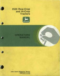 John deere operators manual 2520 row hi crop tractors g