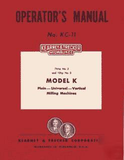 Kearney & trecker milwaukee no. 2K and 3K manual kc-11