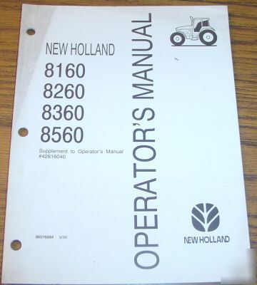 New holland 8160 to 8560 tractor operator's manual nh