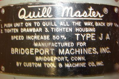 Bridgeport quillmaster qra quill master mill right head