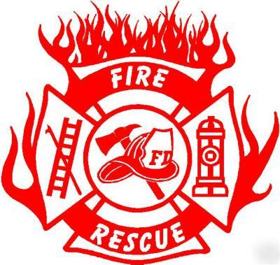 Flaming firefighter rescue maltese 6 x 6 inch