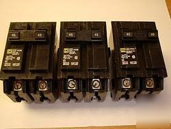 Lot of 3 45 amp 2 pole square d hom circuit breakers