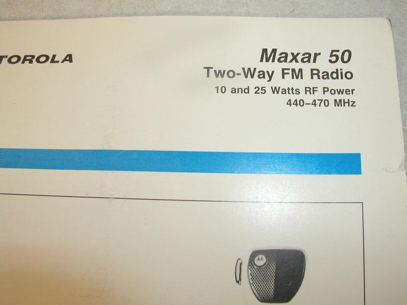 Motorola maxar 50 uhf instruction manual 68P81064E35-a