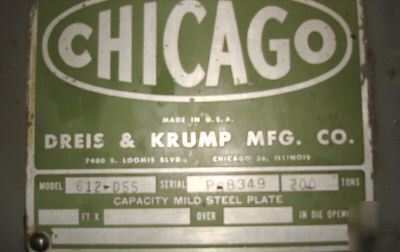 Chicago dreis & krump stamping press 240 t MODEL612-dss