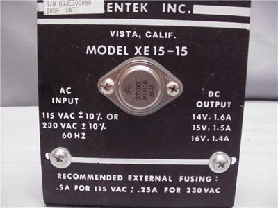 Xentek XE15-15 power supply â€“ 15VDC â€“ 1.5 amps