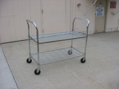 Wire mesh rolling cart-2 shelves