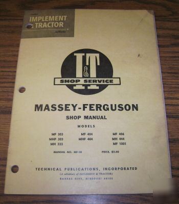 Massey ferguson 303 - 1001 tractor i&t shop manual 444