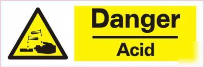 2 danger acid sign self adhesive vinyl sticker 