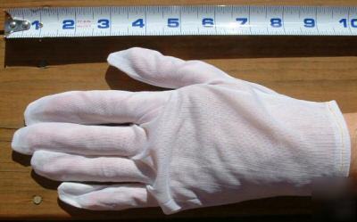 12 pair nylon inspection gloves ladies no cotton lint l