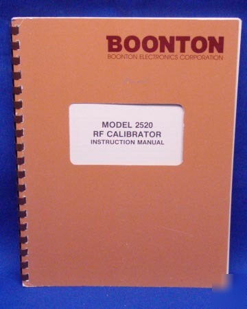 Boonton 2520 rf calibrator manual w/schematics