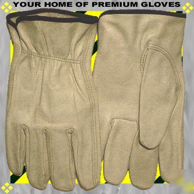 Med soft leather work gloves hqgrain cowhide garden 2P