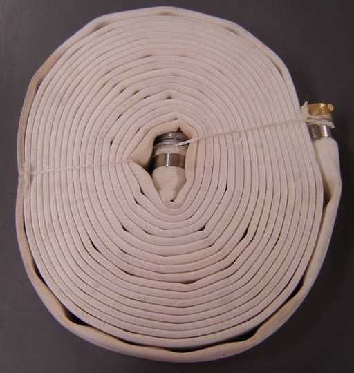 White fire hose approx. 50FT connectors 1-1/2