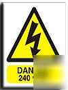 Danger 240 volts sign-adh.vinyl-300X400MM(wa-013-am)