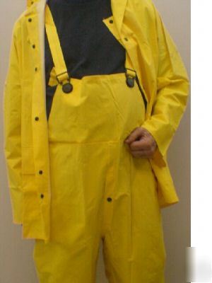 Hooded yellow rain suit with bib overall size 3X