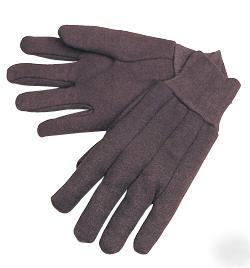 300 pairs 25DZ brown jersey cotton work gloves large 