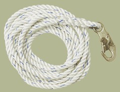 50 ft. lifeline lanyard poly blend rope snaphook 3/4