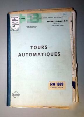 Bechet freres tours automatiques manual for rm 1069