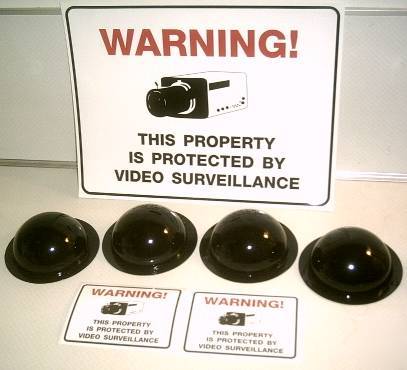 Fake dome security cameras system+signage mixed lot 