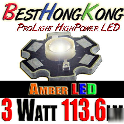 High power led set of 1000 prolight 3W amber 113.6LM
