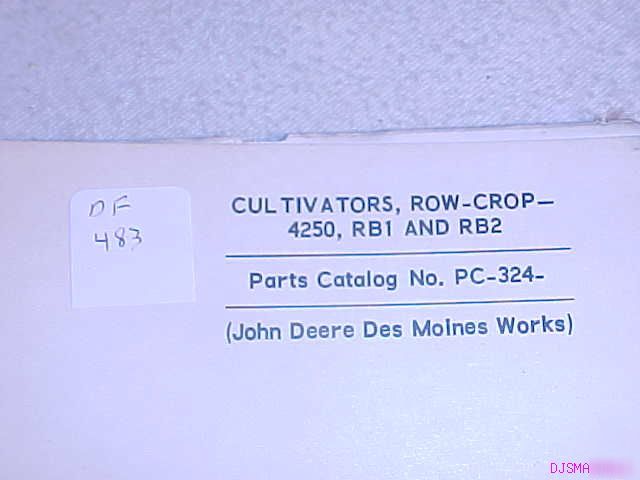 John deere 4250 RB1 row crop cultivator part catalog