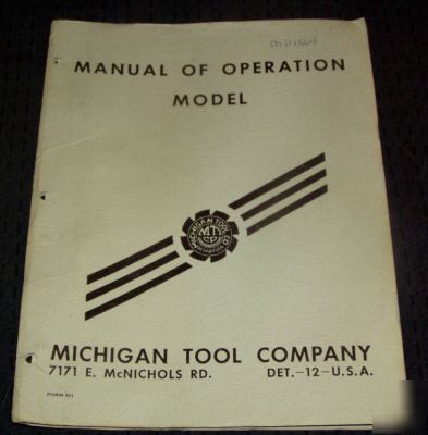 Michigan 873 gear hob crowning attachment manual