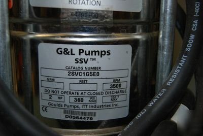 New _ goulds pump g&l ssv _ 2SVC1G5E0 __ nice 