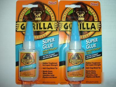 New lot (2) gorilla impact tough super glue 0.53 oz new