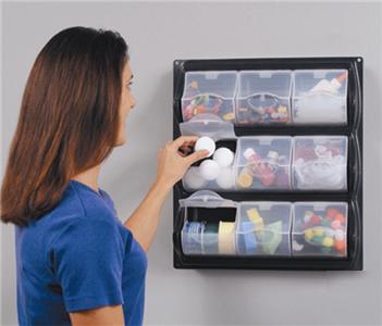 9 pocket small parts cabinet storage bins wall organize
