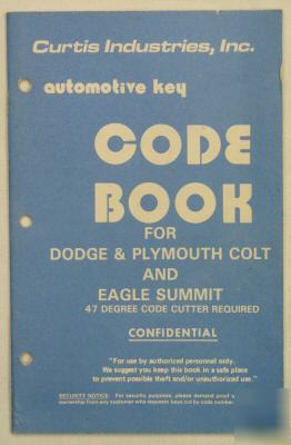 Dodge automotive locksmith key code book from curtis