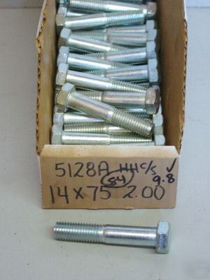 M14 - 2.0 x 75 mm metric bolts grade 9.8, qty (2)