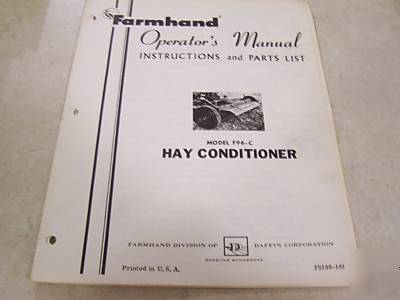 Farmhand hay conditioner F96-c operator's manual