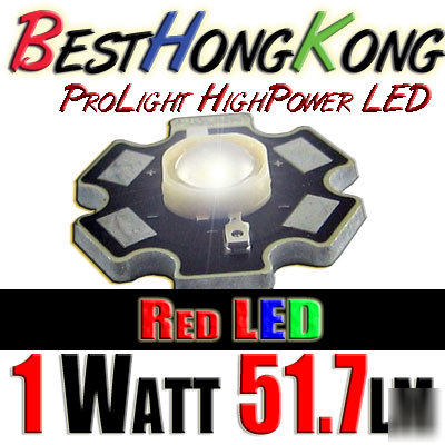 High power led set of 10 prolight 1W red 51.7 lumen