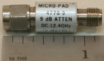 Narda 9 db sma attenuator dc-12.4 ghz model 4778-9