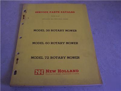 New 1967 holland 35 60 72 rotary mowers parts catalog