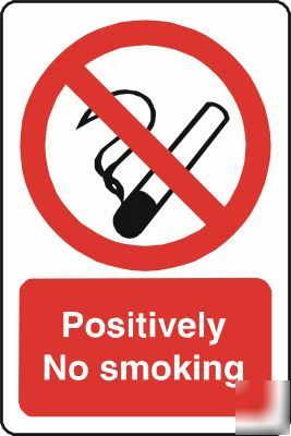 Large metal safety sign positively no smoking 1432