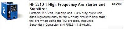 Miller 042388 hf-251D-1 high-frequency arc s & s