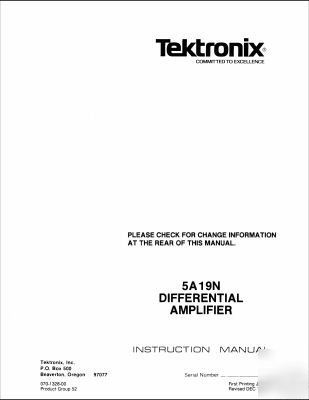 Tek tektronix 5A19N operation & service manual