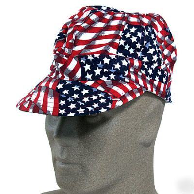 Traditional welder's cap tuff nougies, american flag