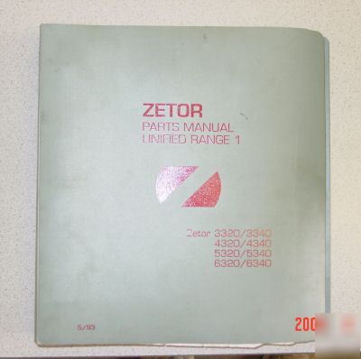 1993 zetor, tractor, parts manual unified range 1