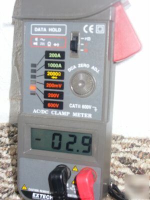 Nice extech ac/dc clamp meter w/2 test leads & case
